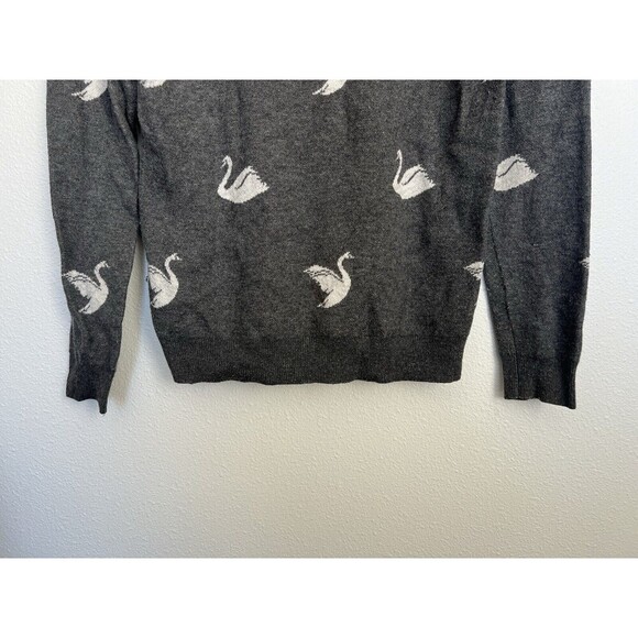 Joie Women's Size S Gray White Baby Swan Animal Cashmere Wool Blend Sweater - Picture 2 of 6